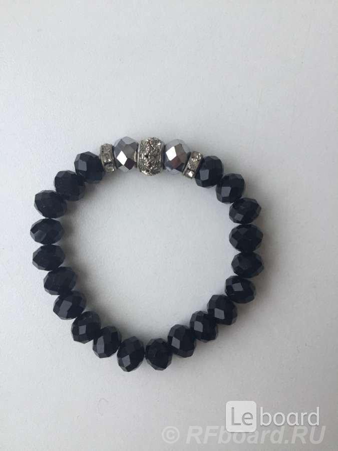 Браслет бижутерия черный бусины стразы сваровски swarovski pandora пан ....  Москва